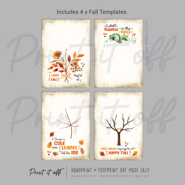 Fall Autumn Handprint Footprint Art Pack / Baby Kids Toddler Template / Craft Activity Memory Keepsake / Print It Off