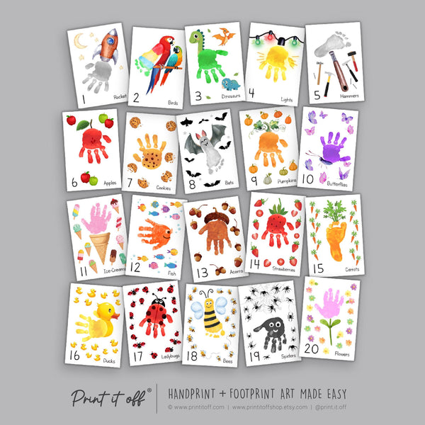 Counting Numbers 1 - 20 Learning - Handprint Footprint Art Craft Print