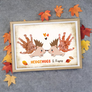 Hedgehugs & Kisses Fall Autumn Handprint Footprint Art Hedgehog / Baby Kids Toddler Template / Craft Activity Keepsake / Print It Off 0978