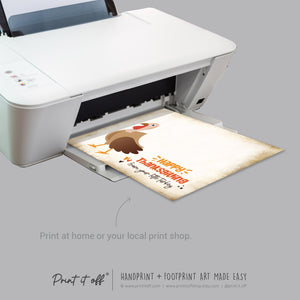 Turkey Thanksgiving Fall Autumn - Footprint Art Craft Printable Keepsake Gift Template - PRINT IT OFF