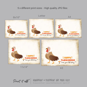 Turkey Thanksgiving Fall Autumn - Footprint Art Craft Printable Keepsake Gift Template - PRINT IT OFF
