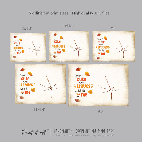 Cute Leaves Fall Autumn - Handprint Art Craft Printable Keepsake Gift Template - PRINT IT OFF