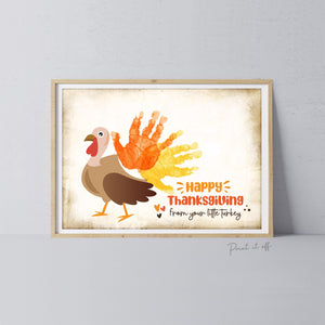 Turkey Thanksgiving Fall Autumn - Footprint Art Craft Printable Keepsake Gift Template - PRINT IT OFF