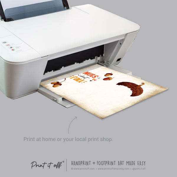 Acorn Nuts About Fall Autumn - Handprint Art Craft Printable Keepsake Gift Template - PRINT IT OFF