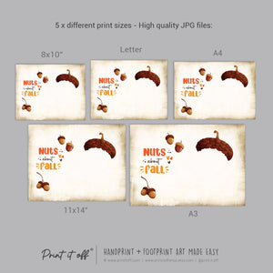 Acorn Nuts About Fall Autumn - Handprint Art Craft Printable Keepsake Gift Template - PRINT IT OFF