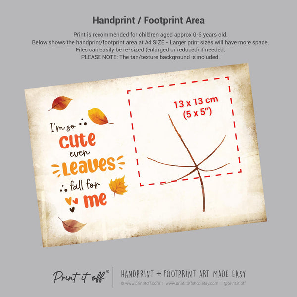 Cute Leaves Fall Autumn - Handprint Art Craft Printable Keepsake Gift Template - PRINT IT OFF