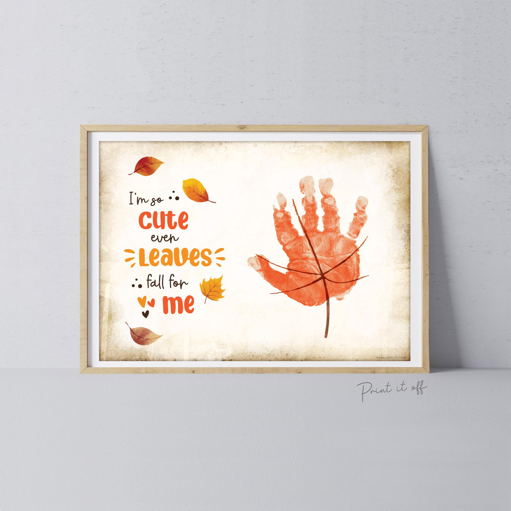 Cute Leaves Fall Autumn - Handprint Art Craft Printable Keepsake Gift Template - PRINT IT OFF