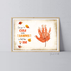 Cute Leaves Fall Autumn - Handprint Art Craft Printable Keepsake Gift Template - PRINT IT OFF
