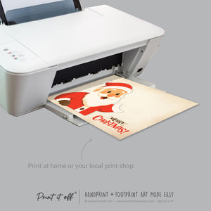 Santa Merry Christmas Xmas - Hand Handprint Footprint Art Craft Printable Keepsake Gift Template - PRINT IT OFF