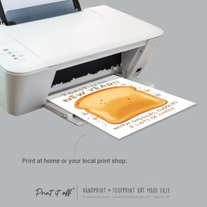 Toast Happy New Year - Handprint Footprint Art Craft Printable Keepsake Gift Template Hand Baby - PRINT IT OFF