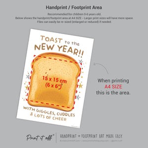Toast Happy New Year - Handprint Footprint Art Craft Printable Keepsake Gift Template Hand Baby - PRINT IT OFF