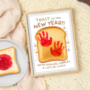 Toast Happy New Year - Handprint Footprint Art Craft Printable Keepsake Gift Template Hand Baby - PRINT IT OFF