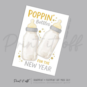 Poppin' Bottles for the New Year - Handprint Footprint Art Craft Printable Keepsake Gift Template Baby - PRINT IT OFF