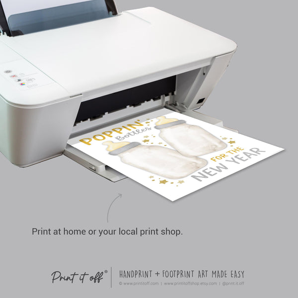 Poppin' Bottles for the New Year - Handprint Footprint Art Craft Printable Keepsake Gift Template Baby - PRINT IT OFF