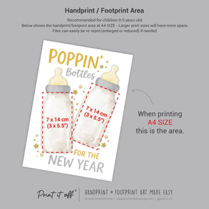 Poppin' Bottles for the New Year - Handprint Footprint Art Craft Printable Keepsake Gift Template Baby - PRINT IT OFF