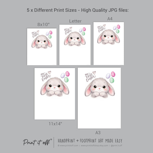 First 1st Easter Bunny - Handprint Footprint Art Craft Baby Keepsake Memory Template - PRINT IT OFF