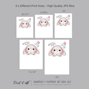 Hoppy Easter Bunny - Handprint Footprint Art Craft Keepsake Template  - PRINT IT OFF