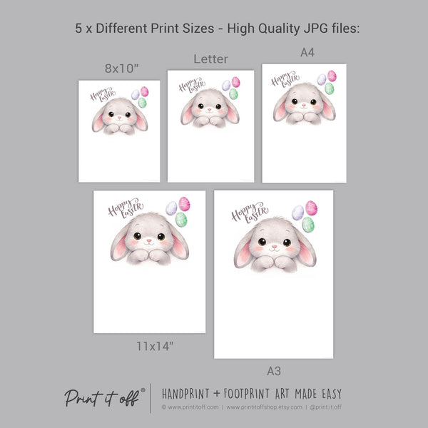 Hoppy Easter Bunny - Handprint Footprint Art Craft Keepsake Template  - PRINT IT OFF