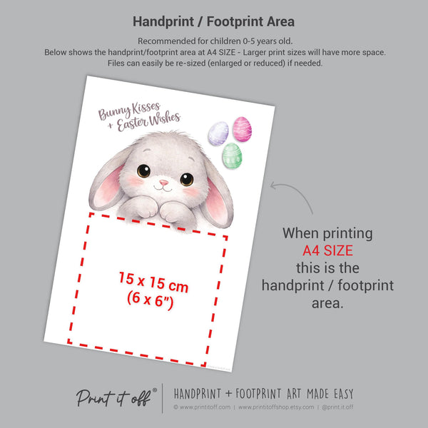 Bunny Kisses Easter Wishes - Handprint Footprint Art Craft Keepsake Template  - PRINT IT OFF