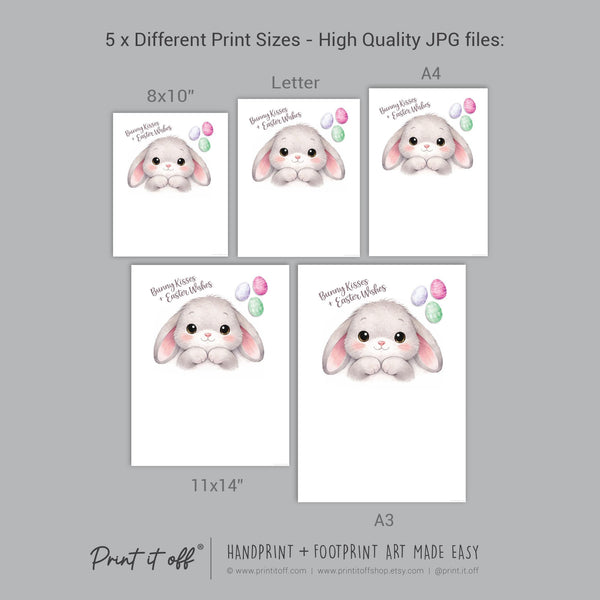Bunny Kisses Easter Wishes - Handprint Footprint Art Craft Keepsake Template  - PRINT IT OFF