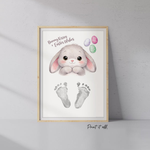 Bunny Kisses Easter Wishes - Handprint Footprint Art Craft Keepsake Template - PRINT IT OFF® 0998