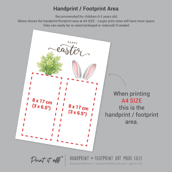 Happy Easter - Bunny Carrot Handprint Footprint Feet Art Craft Baby Keepsake Memory - PRINT IT OFF