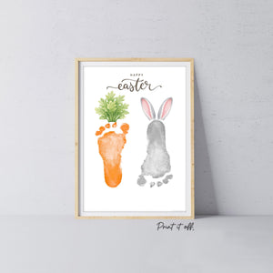 Happy Easter - Bunny Carrot Handprint Footprint Feet Art Craft Baby Keepsake Memory - PRINT IT OFF