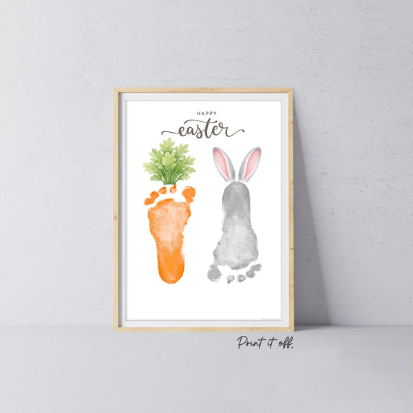 Happy Easter - Bunny Carrot Handprint Footprint Feet Art Craft Baby Keepsake Memory - PRINT IT OFF