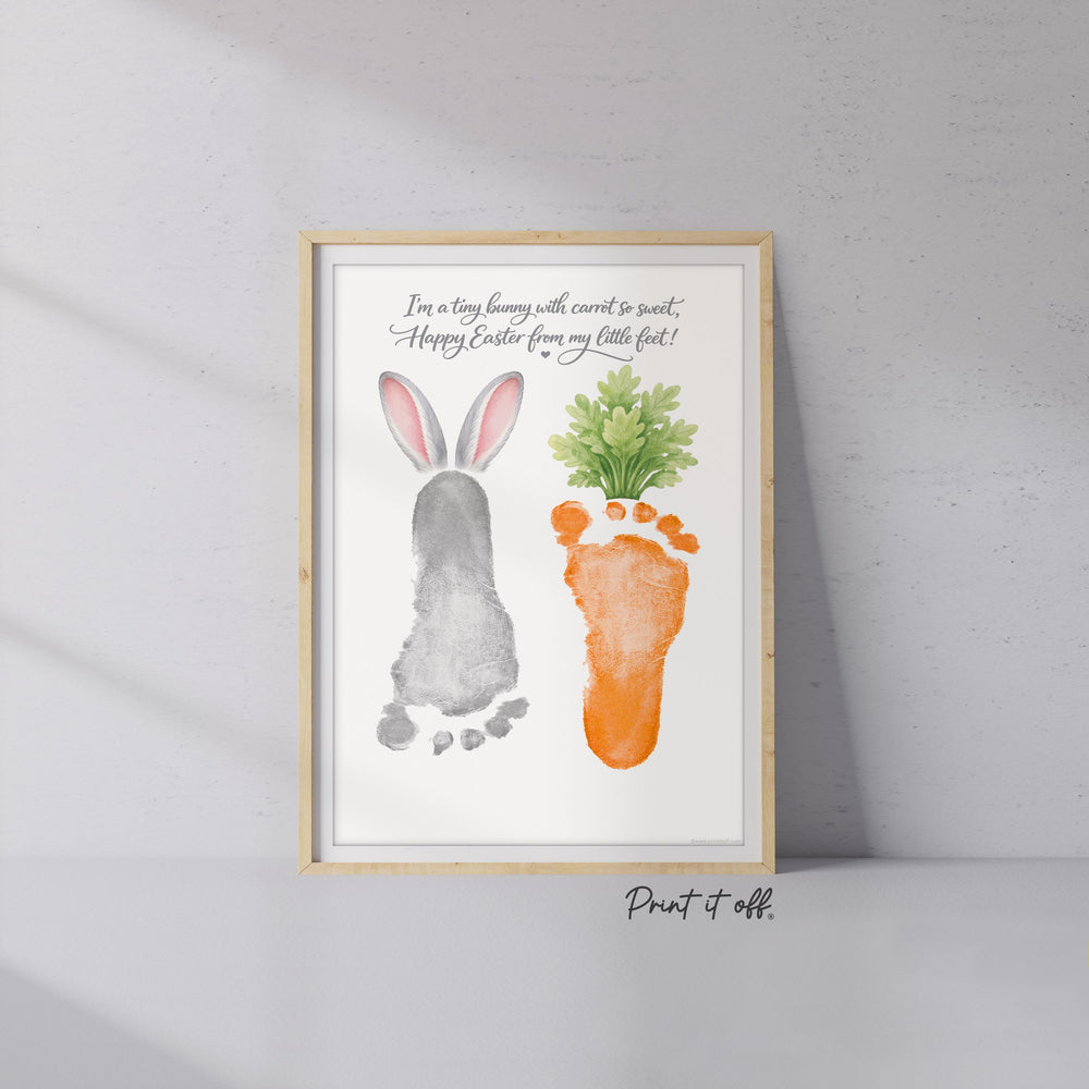 Happy Easter - Bunny Carrot Poem Handprint Footprint Feet Art Craft Baby Keepsake Memory - PRINT IT OFF