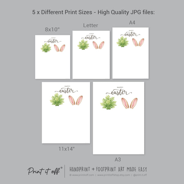 Happy Easter - Bunny Carrot Handprint Footprint Feet Art Craft Baby Keepsake Memory - PRINT IT OFF
