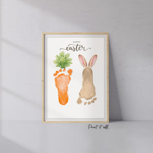 Happy Easter - Bunny Carrot Handprint Footprint Feet Art Craft Baby Keepsake Memory - PRINT IT OFF