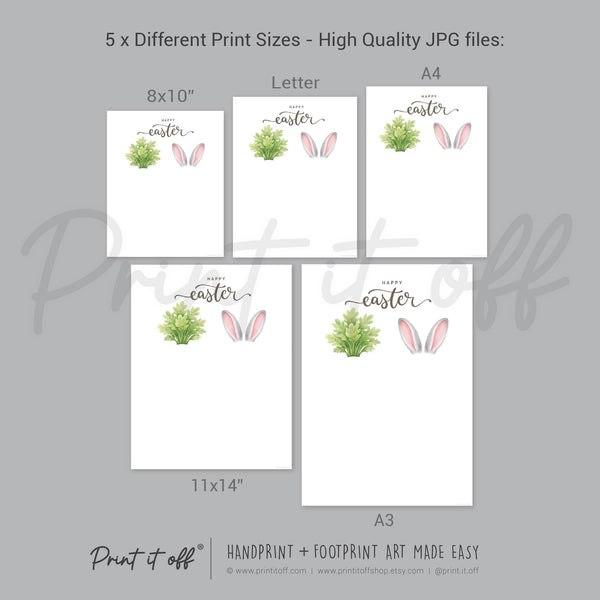 Happy Easter - Bunny Carrot Handprint Footprint Feet Art Craft Baby Keepsake Memory - PRINT IT OFF