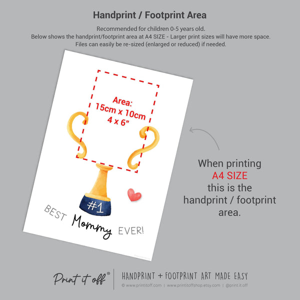 Mother's Day Mommy Handprint Trophy, Keepsake Art Digital Download PRINT IT OFF
