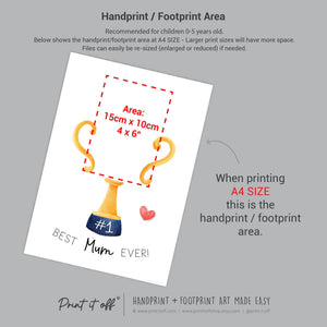 Mother's Day Mummy Handprint Trophy, Keepsake Art Digital Download PRINT IT OFF
