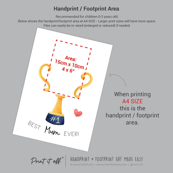 Mother's Day Mummy Handprint Trophy, Keepsake Art Digital Download PRINT IT OFF