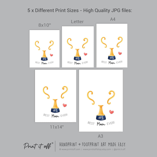 Best Mom Mother's Day Handprint Trophy, Keepsake Art Digital Download PRINT IT OFF