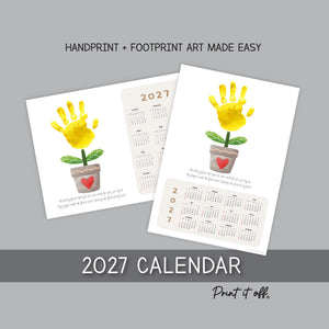 2027 Handprint Calendar, Flower Pot Handprint Art, Printable Kids Calendar Craft, Child Keepsake Poem, Diy Gift PRINT IT OFF 1023