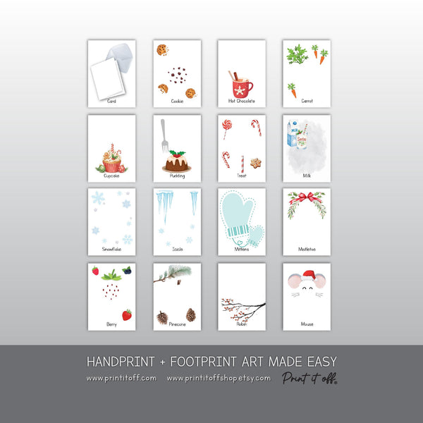 Christmas Handprint & Footprint Art, Printable Kids Craft Templates, Christmas Words Learning, Toddler Preschool Keepsake PRINT IT OFF