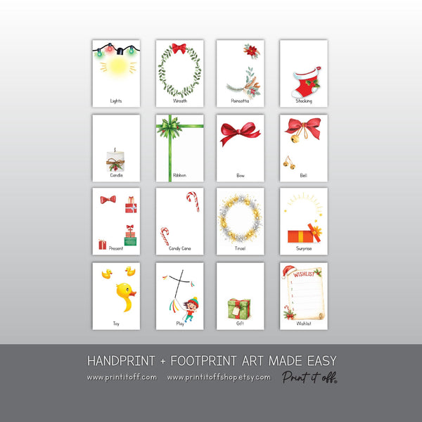 Christmas Handprint & Footprint Art, Printable Kids Craft Templates, Christmas Words Learning, Toddler Preschool Keepsake PRINT IT OFF