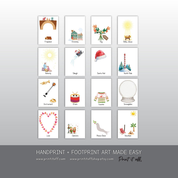 Christmas Handprint & Footprint Art, Printable Kids Craft Templates, Christmas Words Learning, Toddler Preschool Keepsake PRINT IT OFF