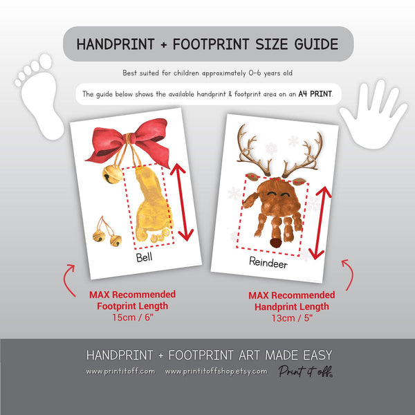 Christmas Handprint & Footprint Art, Printable Kids Craft Templates, Christmas Words Learning, Toddler Preschool Keepsake PRINT IT OFF