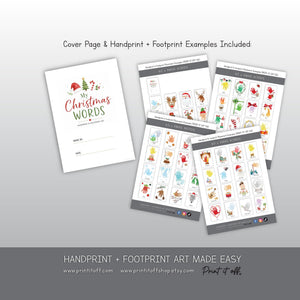 Christmas Handprint & Footprint Art, Printable Kids Craft Templates, Christmas Words Learning, Toddler Preschool Keepsake PRINT IT OFF