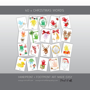 Christmas Handprint & Footprint Art, Printable Kids Craft Templates, Christmas Words Learning, Toddler Preschool Keepsake PRINT IT OFF