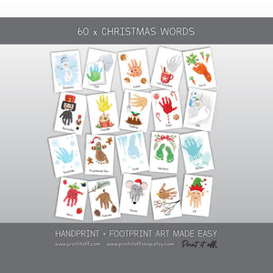 Christmas Handprint & Footprint Art, Printable Kids Craft Templates, Christmas Words Learning, Toddler Preschool Keepsake PRINT IT OFF