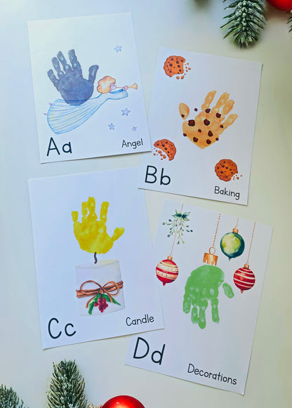 A-Z ABC Christmas Alphabet Handprint Footprint Craft Art Book / Baby Toddler Child / Xmas Keepsake Holiday Activity / Print It Off