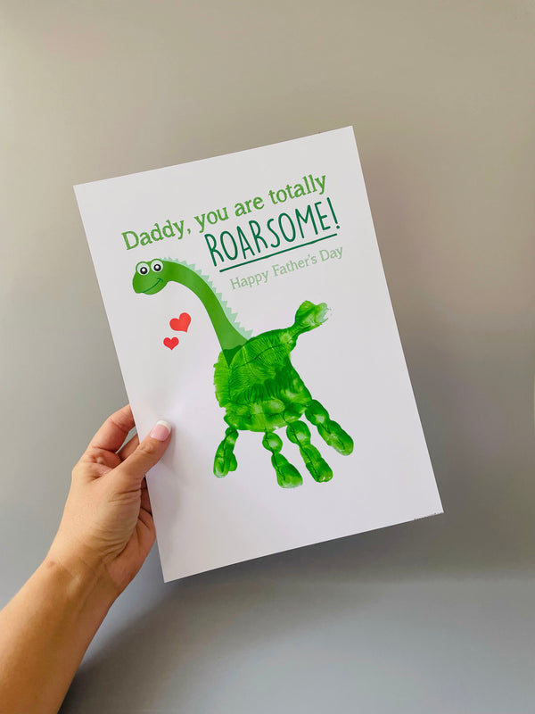 Handprint Art / Daddy you are totally Roarsome / Kids Handprint Craft / Dinosaur Keepsake / Dad Happy Father's Day / Gift DIY Dad Print 0259