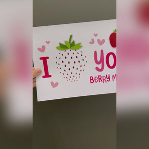 I Love You Berry Much / Happy Valentine's Day / Footprint Handprint DIY Craft Art Card / Baby Kids Toddler / Print it Off 0678