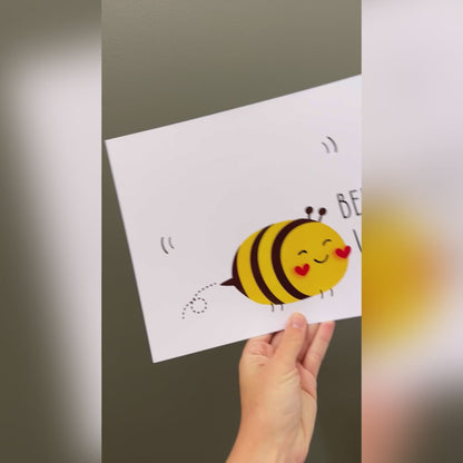 Bee My Valentine / Handprint Footprint Art / Happy Valentine's Day / Bumble Bee / DIY Card Craft Art / Kids Baby Toddler / Print it Off 0167