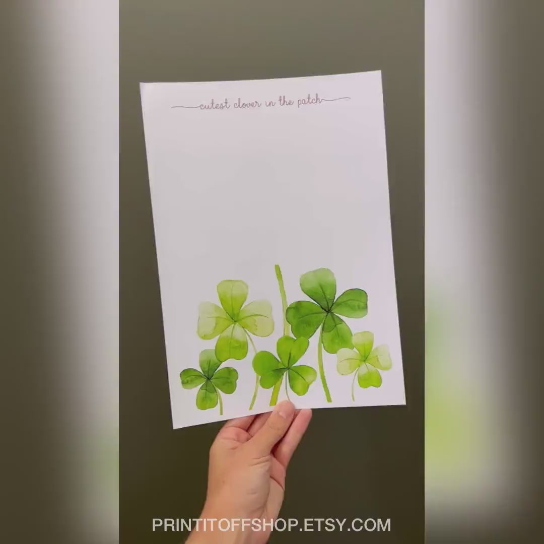 Clover Shamrock Handprint St Patrick's Day Craft Art / Cutest in the Patch / DIY Card Baby Kids Hand Printable / Print it Off 0693