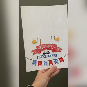 Firecrackers 4th of July / Footprint Handprint Art Craft / First Independence Day USA America / Child Kids Baby Toddler / Print It Off 0528